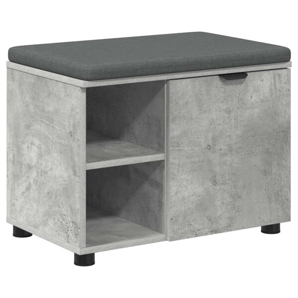 vidaXL Hall Bench with Cushion Plain Concrete Grey 60 x 38 x 46 cm