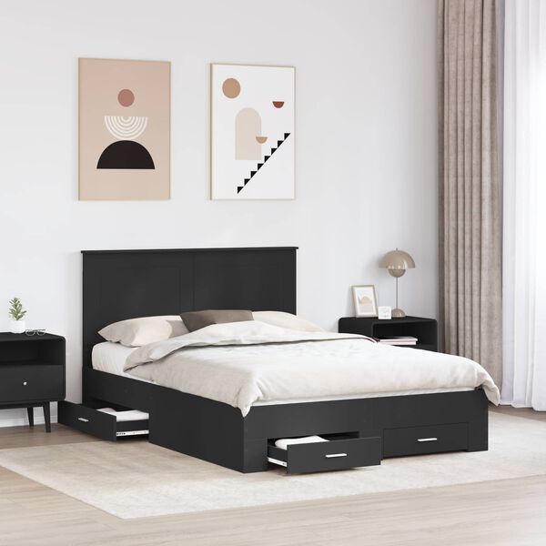 vidaXL Bed Frame Black and Silver 150 x 200 cm Engineered Wood