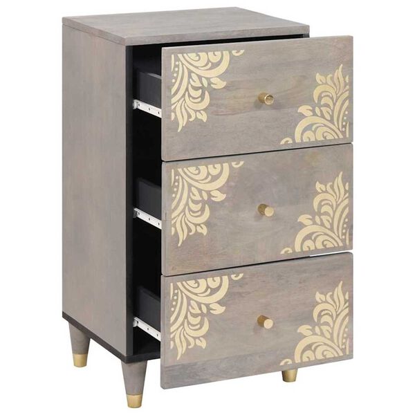 vidaXL Sideboard Grey and Gold 40 x 33 x 75 cm Solid Mango Wood