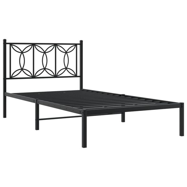 vidaXL Metal Bed Frame without Mattress with Headboard Black 107x203cm