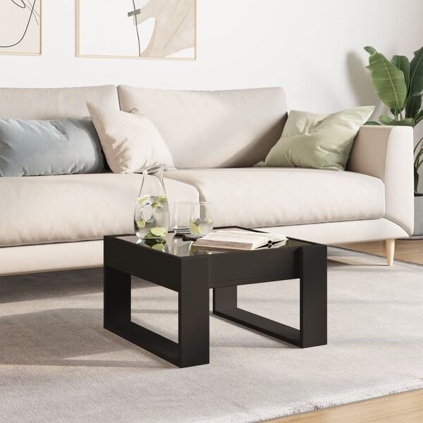 vidaXL Coffee Table with Infinity LED Black 50x53x30 cm