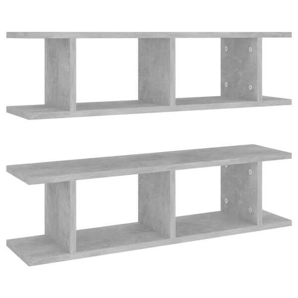 vidaXL Wall Shelves 2 pcs Concrete Grey 75x18x20 cm Engineered Wood