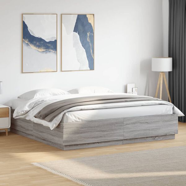 vidaXL Bed Frame without Mattress Grey Sonoma 200x200 cm