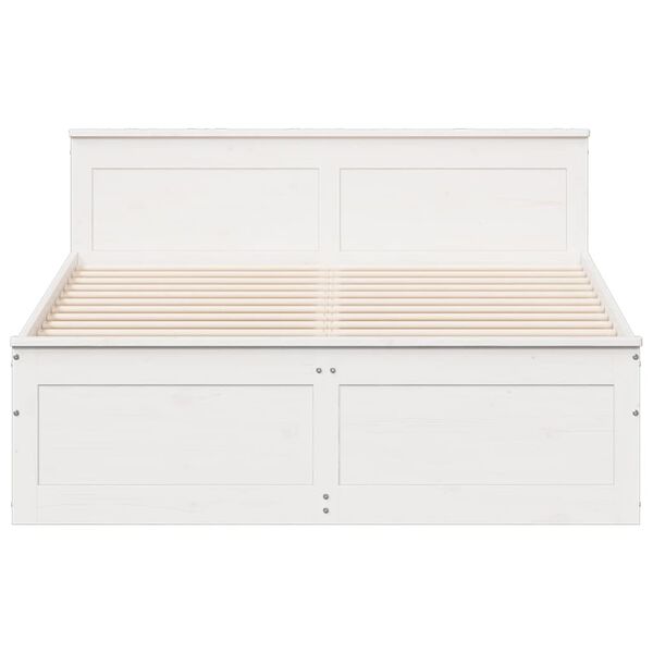 vidaXL Bed Frame without Mattress with Headboard White 160x200 cm Solid Wood Pine