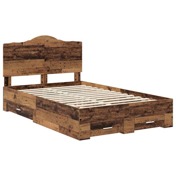 vidaXL Bed Frame with Headboard Old Wood 120 x 190 cm Engineered Wood