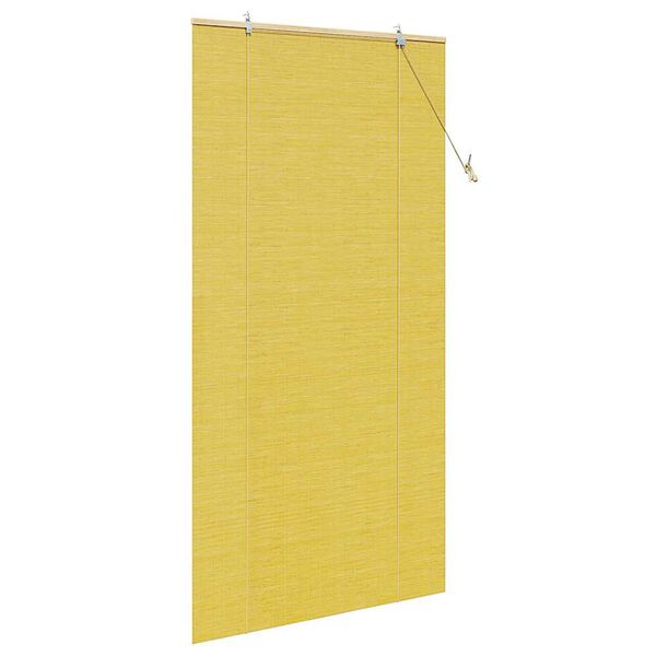 vidaXL Roller Blind with Curtains Manual Yellow 120 x 220 cm Bamboo
