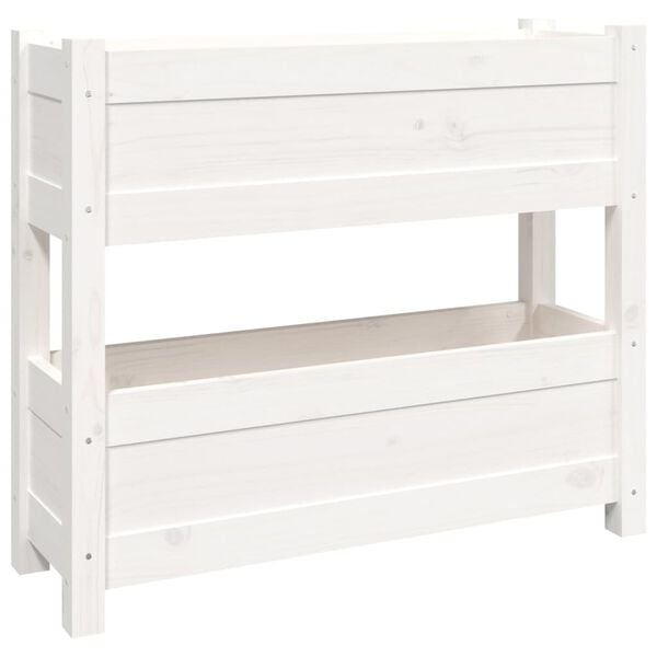 vidaXL Planter White 77x25x66 cm Solid Wood Pine