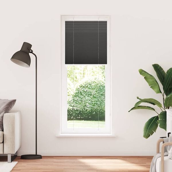 vidaXL Pleated Blind Black 70x200 cm Fabric Width 69.4 cm Polyester
