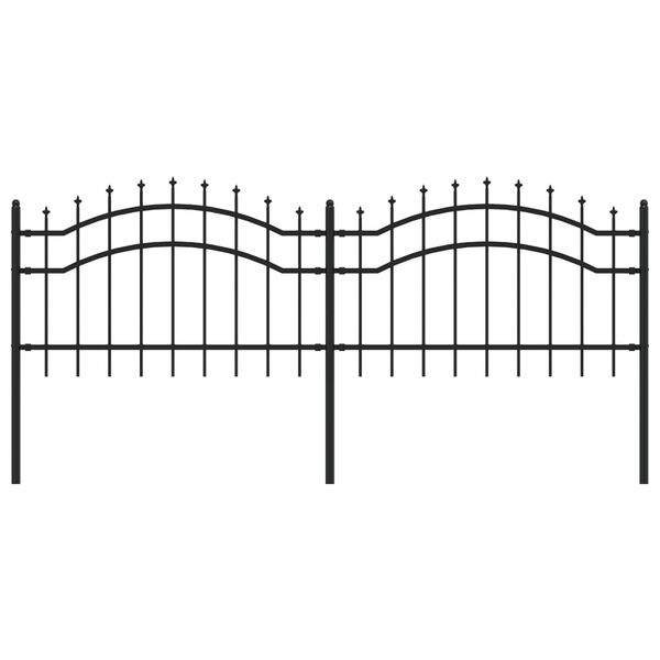 vidaXL Garden Fence with Spear Top Black 240x75 cm Powder-coated Steel