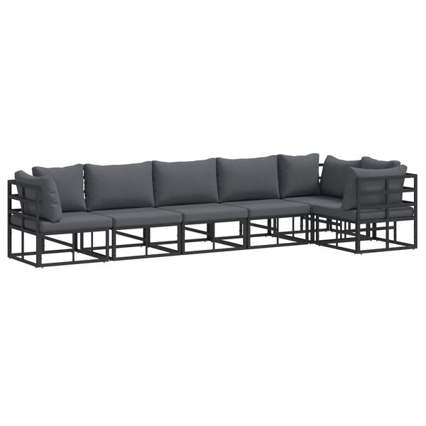 vidaXL Garden Sofa Set with Cushion 6 pcs Black Aluminium