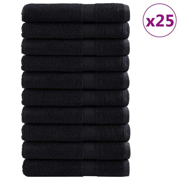 vidaXL Guest Towel SOLUND 25 pcs Black 80 x 200 cm Cotton