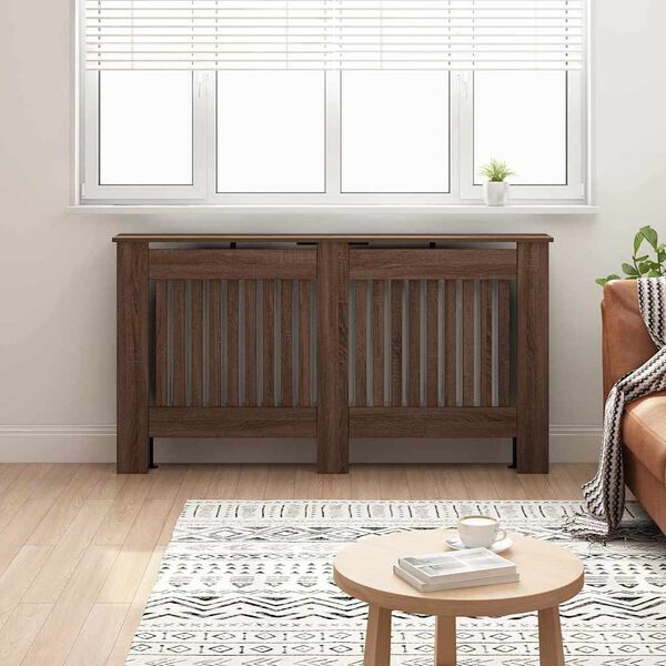 vidaXL Radiator Cover Brown Oak 152 x 19 x 81.5 cm Engineered Wood