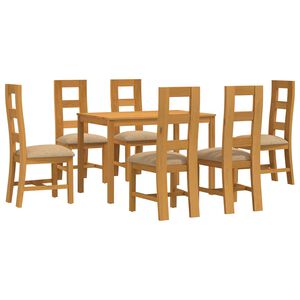 vidaXL Dining Set 7 pcs Beige Solid Oak Wood