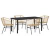 vidaXL Garden Dining Set 5 pcs Brown Poly Rattan