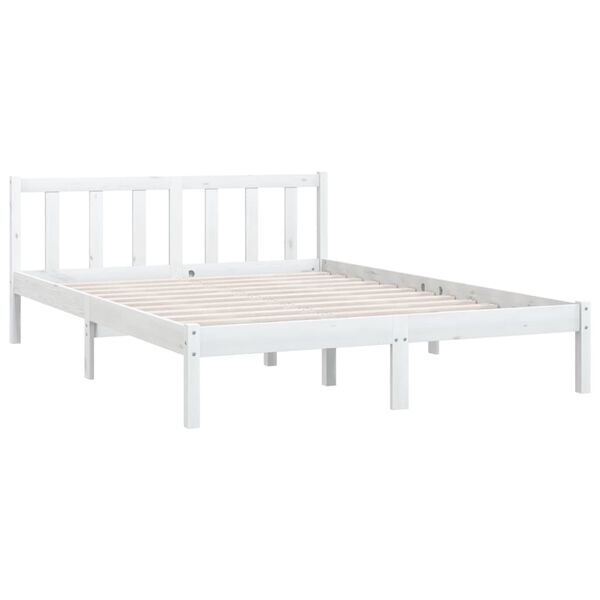 vidaXL Bed Frame without Mattress White Solid Wood Small Double
