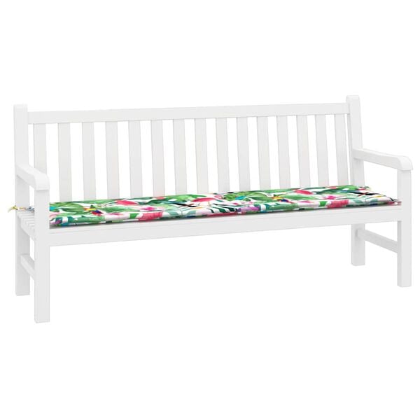vidaXL Garden Bench Cushion Floral Green and pink 180 x 50 x 4 cm