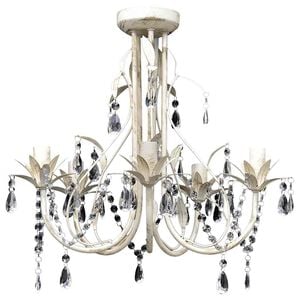 vidaXL Chandelier | Antique White | Acrylic, Metal | Medium | Decorative Inlays