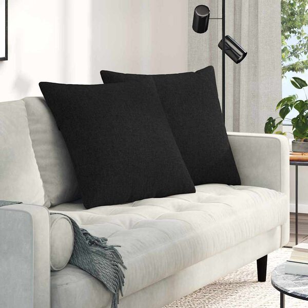 vidaXL Sofa Pillows 2 pcs Black 80 x 80 cm Fabric
