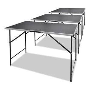 vidaXL Folding Table | Set of 3 | Black | MDF and Iron | Medium | Foldable