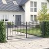 vidaXL Fence Gate with Spear Top with Lock Grey 305 x 125 cm Steel