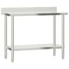 vidaXL Kitchen Work Table with Backsplash 110x55x93 cm Stainless Steel