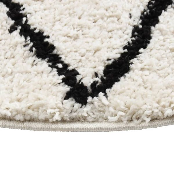 vidaXL Shaggy Rug High Pile Black and Cream &phi;120 cm