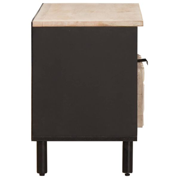 vidaXL TV Cabinet White Wash Finish 80 x 33 x 46 cm Solid Mango Wood