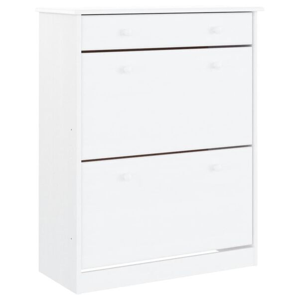 vidaXL Shoe Cabinet ALTA White 77x35x96 cm Solid Wood Pine