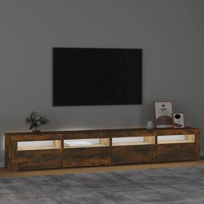 vidaXL TV Cabinet with LED Lights Smoked Oak 240x35x40 cm