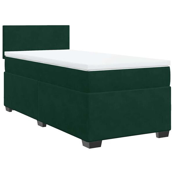 vidaXL Box Spring Bed with Mattress Dark Green 90x190 cm Velvet