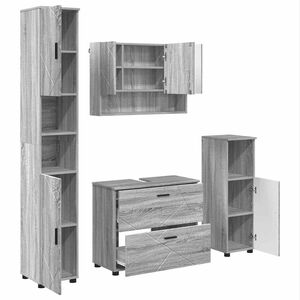 vidaXL Bathroom Furniture Set 4 pcs Grey Sonoma