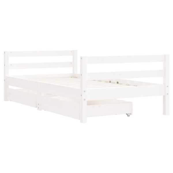 vidaXL Kids Bed Frame with Drawers White 80x160 cm Solid Wood Pine