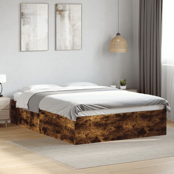 vidaXL Bed Frame without Mattress Smoked Oak 120x190 cm Small Double