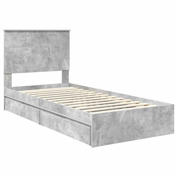 vidaXL Storage Bed Concrete Grey 90 x 200 cm Engineered Wood