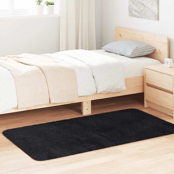 vidaXL Shaggy Rug High Pile NAVARRA Black 80x150 cm Polyester