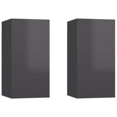 vidaXL TV Cabinets 2 pcs High Gloss Grey 30.5x30x60 cm Chipboard