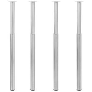vidaXL Table Leg | Set of 4 | Brushed Nickel | Iron | Adjustable | Telescopic