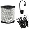 vidaXL Bungee Cords with Hooks 4 mm Black and White PP and Rubber
