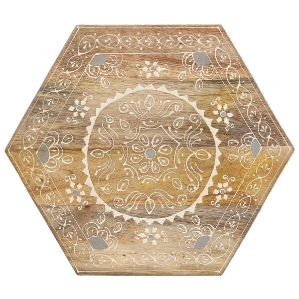 vidaXL Hand-painted Side Table 38x33x42 cm Solid Mango Wood