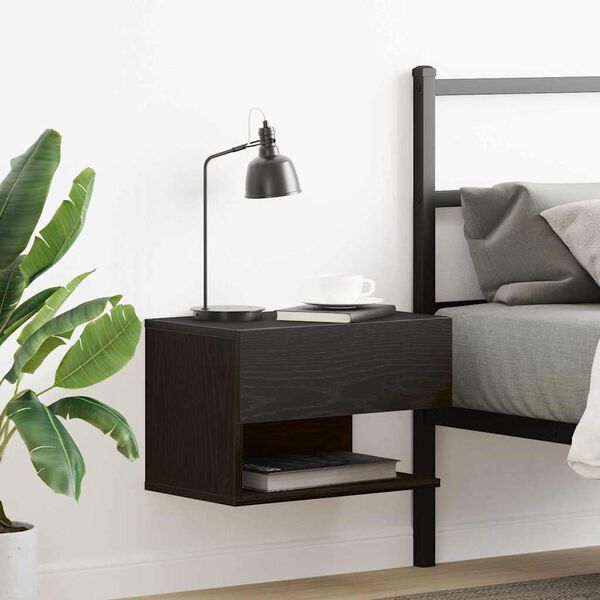 vidaXL Bedside Cabinet Black Oak 46 x 30 x 30 cm Engineered Wood