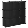 vidaXL Storage Cube Organiser with 9 Cubes and Doors Black PP