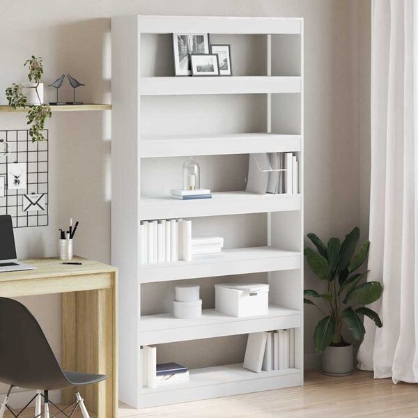 vidaXL Book Cabinet White 100 x 30 x 198 cm Engineered Wood
