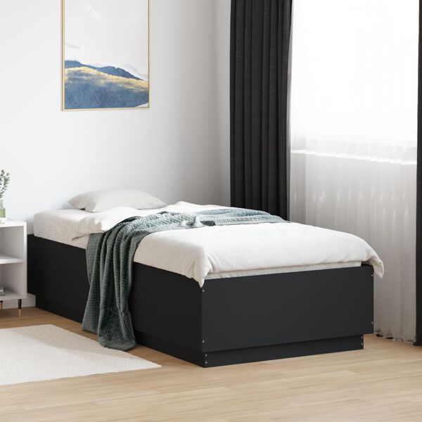 vidaXL Bed Frame with LED without Mattress Black 90x190 cm Single