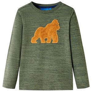 vidaXL Kids' T-shirt with Long Sleeves Khaki Melange 104