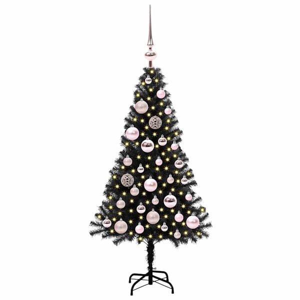 vidaXL Christmas Tree with 150 LEDs with Stand Black 120 cm PVC