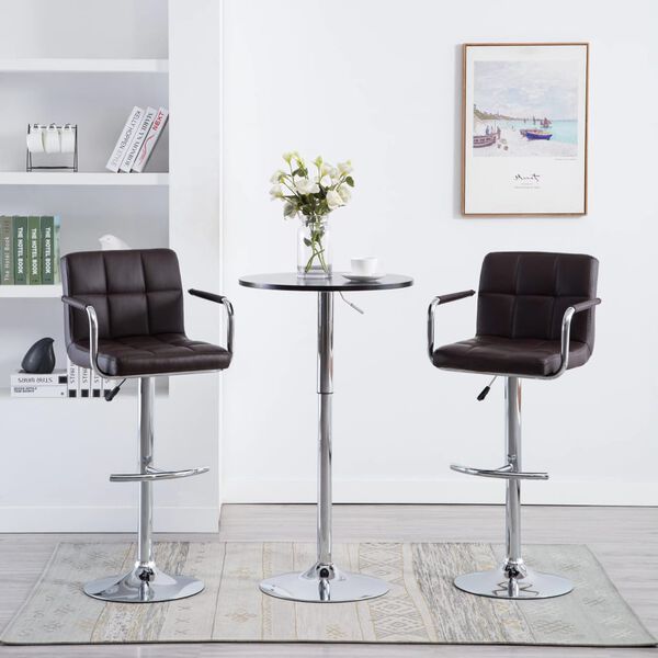 vidaXL Bar Stools 2 pcs Brown Faux Leather
