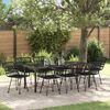 vidaXL Garden Dining Set 9 pcs Black Powder-Coated Steel