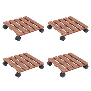 vidaXL Plant Trolleys 4 pcs Brown 30x30x7,5 cm WPC