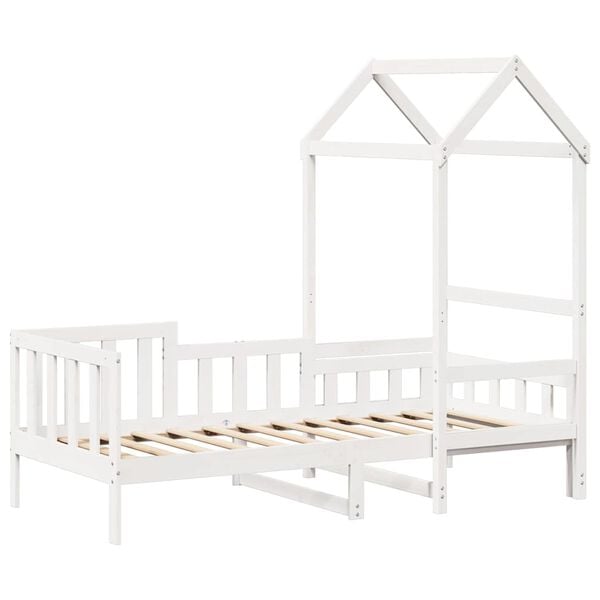 vidaXL Day Bed with Roof without Mattress White 80x200 cm Solid Wood
