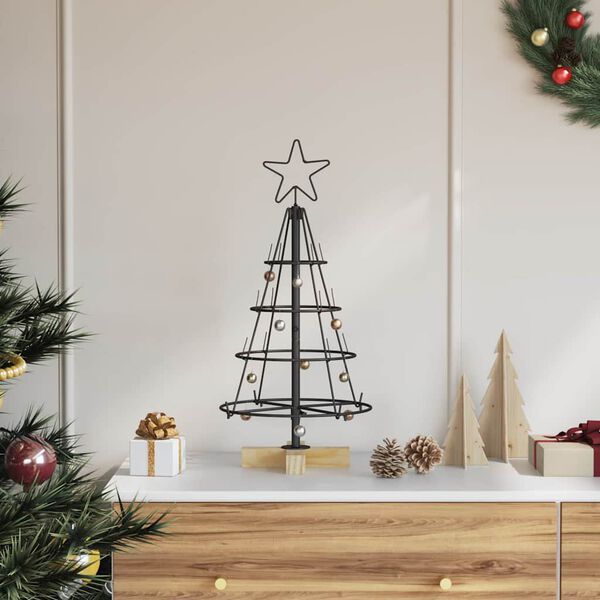 vidaXL Christmas Cone Tree with Stand Black 60 cm Steel